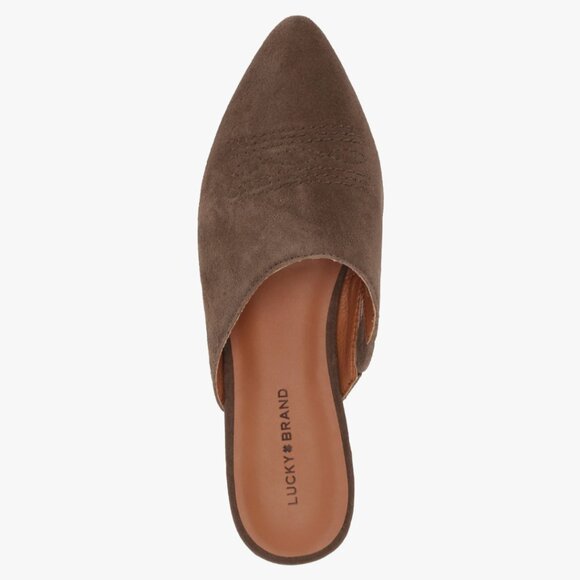 NEW Lucky Brand Women's Belky Suede Flat Mule Slip-ons in Carafe Brown Grey 7 - Picture 3 of 8